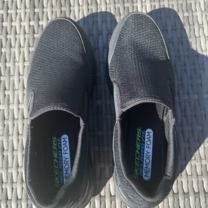 Skechers Black Mesh Slip-Ons